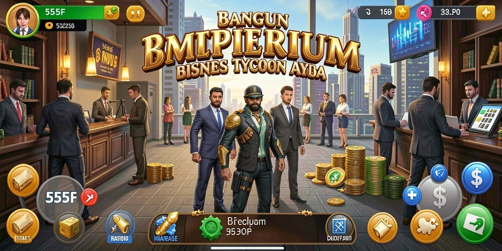 Tampilan gameplay 555F saat membangun bisnis Tycoon.