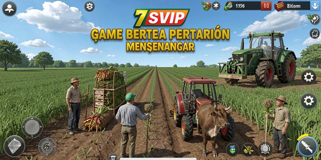 Tampilan gameplay 7SVIP dengan kebun yang subur dan penuh warna.
