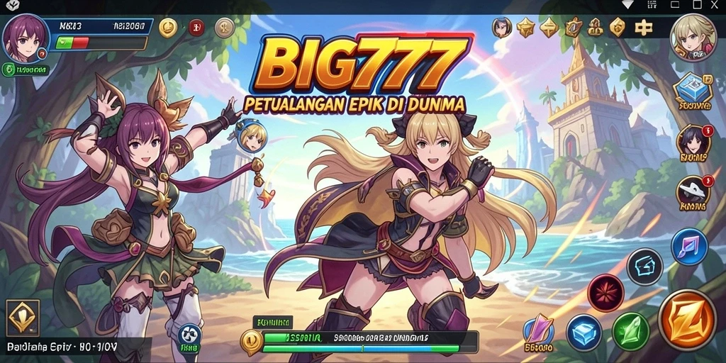 Tampilan gameplay BIG777 dengan karakter anime ikonik.