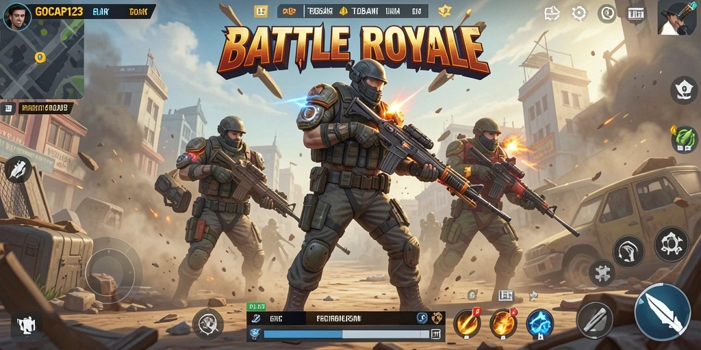 Gameplay mendebarkan GOCAP123 dalam aksi Battle Royale.