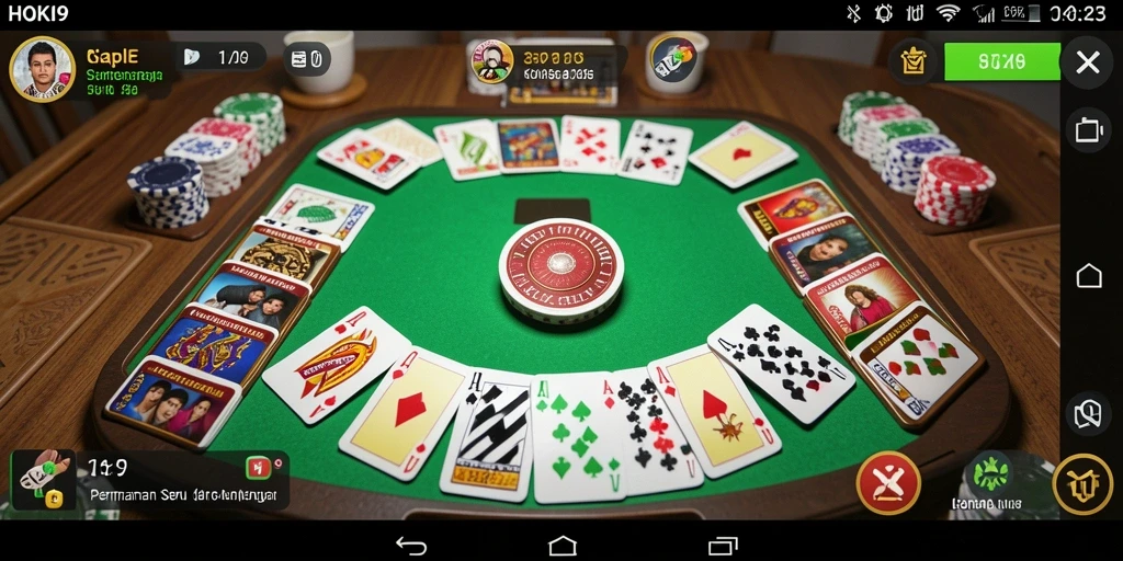Tampilan gameplay HOKI9 yang seru dan menarik selama bermain Gaple.
