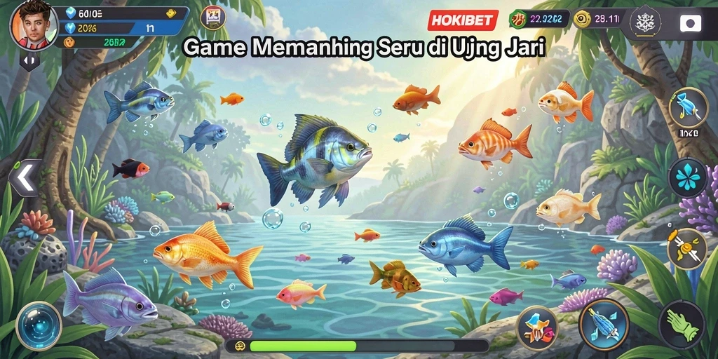 Tampilan gameplay memancing yang mendebarkan di HOKIBET.