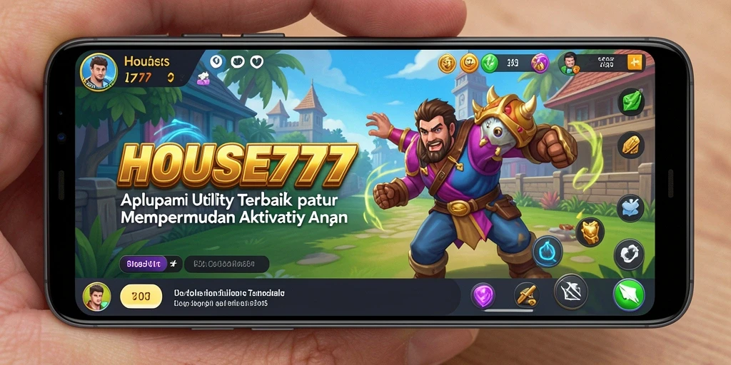 Tampilan utama aplikasi HOUSE777 dengan fitur utilitas yang lengkap.