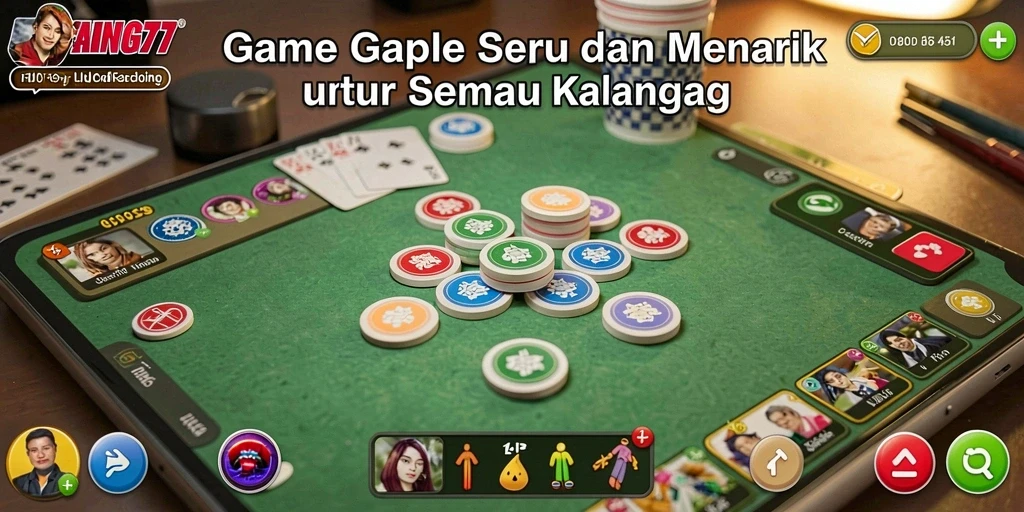 Screenshot utama JEPANG77 menampilkan gameplay Gaple yang menarik.