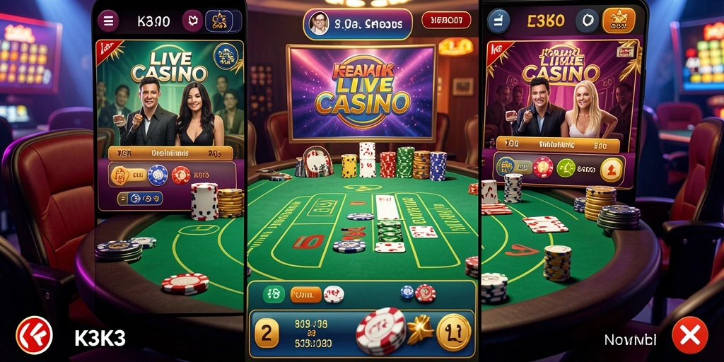 Gameplay K3K3 yang mendebarkan di Live Casino.