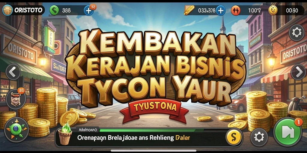 Screenshot gameplay ORISTOTO menampilkan aksi pembangunan bisnis yang dinamis.