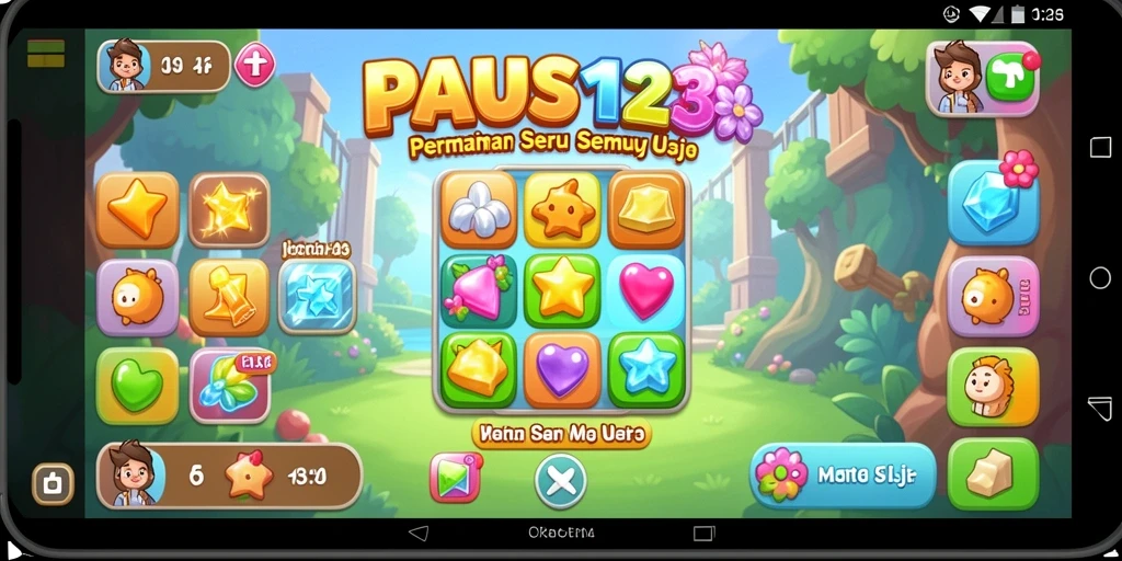 Screenshot gameplay PAUS123 yang menunjukkan aksi seru Match-3.
