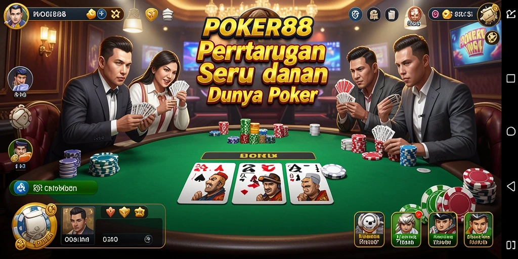 Screenshot utama POKER88 menampilkan aksi pertarungan yang mendebarkan.