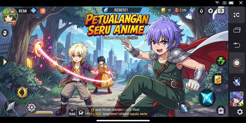 Screenshot gameplay <strong>REMI101</strong> menampilkan petualangan seru di dunia Anime.