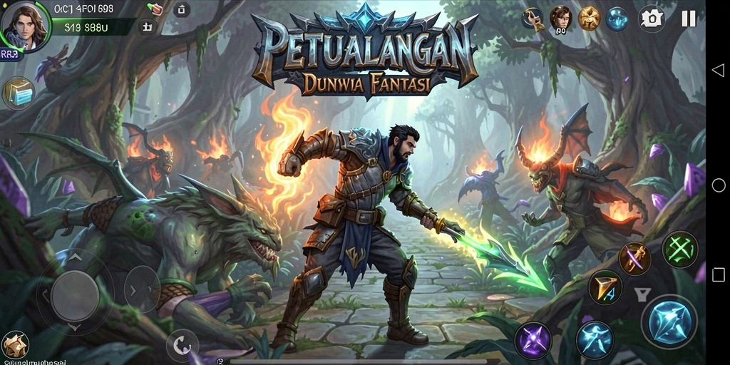 Tampilan gameplay seru di dunia fantasi RR33 yang memukau.