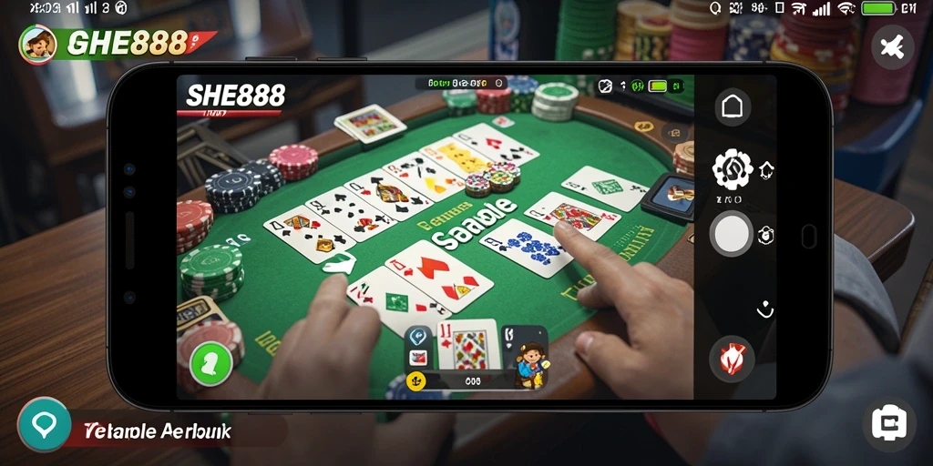 Tampilan gameplay SHE888 yang menarik dan seru dalam bermain Gaple.