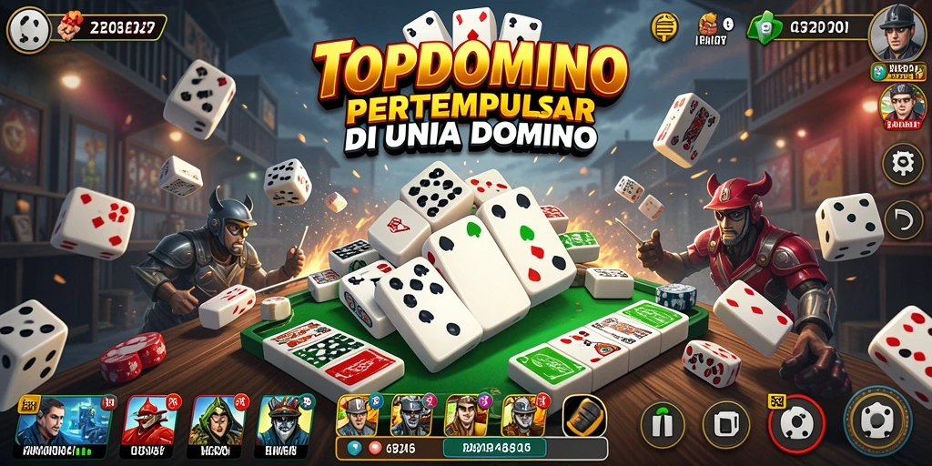 Screenshot gameplay dari TOPDOMINO menampilkan duel seru antar karakter.