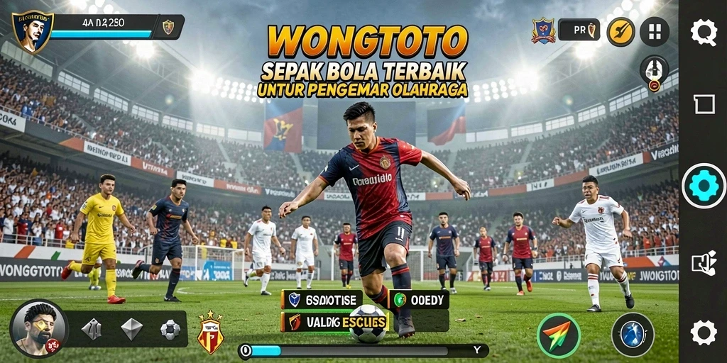 Tampilan gameplay WONGTOTO dengan aksi sepak bola yang mendebarkan.