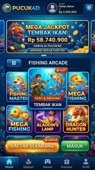 Screenshot aplikasi pucuk4d menunjukkan banyaknya kategori yang tersedia.